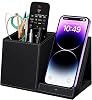 Desk Supplies Organizer, Multi-Functional Pencil Pen Holder with Wireless Charger, Desktop Stationery Organizer, Home Office Supply Storage Box Caddy Black