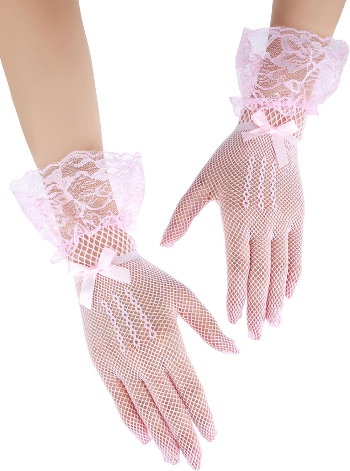 SATINIOR Women Lace Gloves Elegant Short Lace Tea Party Gloves for Women Dinner Party Wedding - Image 5