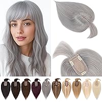 Vista 14 de Pelucas para mujeres de cabello humano real sin flequillo, base de seda de 7 * 13 cm, topper con clip, piezas de cabello para añadir volumen - 25