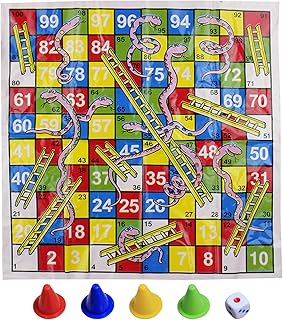 keloppasit Ladder Game, Mini Snakes and Ladders Board Game, Compact & Portable Foldable Family Game for Adults Travel Society