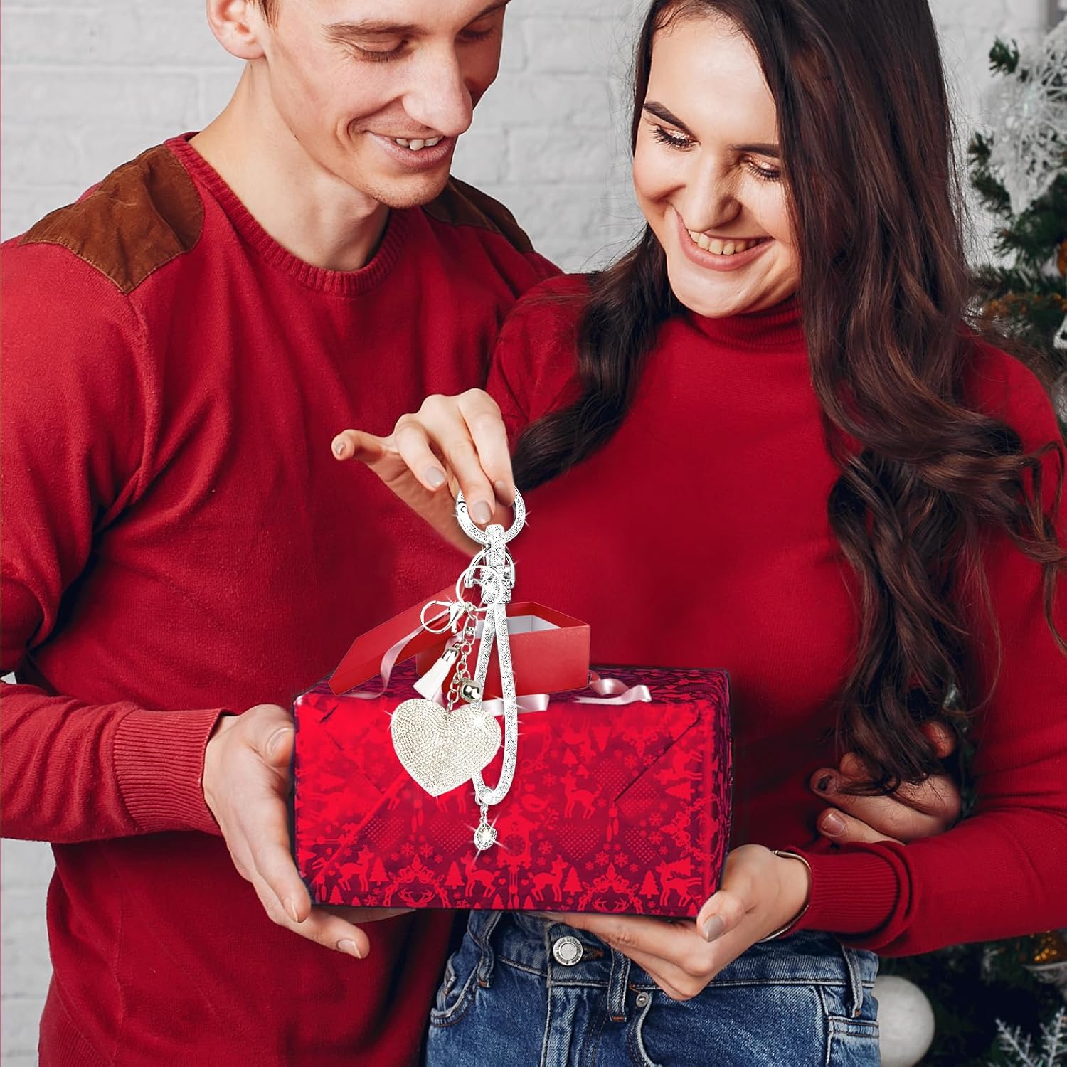 Crystal Keychain Set, Rhinestone Heart-shaped Key chain with Tassel, Bling Car keychain for Women,Keychain - Image 6