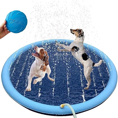 Casacco Almohadilla grande para salpicaduras para perros con regalo de frisbee, almohadilla antideslizante de 67 pulgadas para diversión de verano,