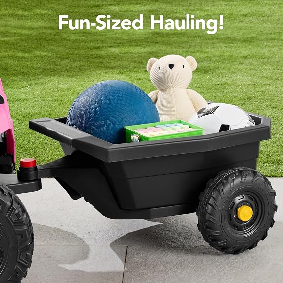 Best Choice Products Kids 12V Electric Ride On UTV Car and Trailer w/Parent Control, LED Lights, 2 Speeds, Bluetooth - Pink