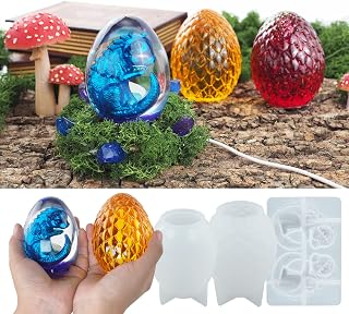 3 Pack Dragon Egg Dinosaur Animal Resin Mold - Resin Casting Silicone Molds for Home Decor & Candle Making Wave Spiral Mold