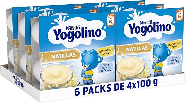 YOGOLINO NESTLÉ natillas sabor vainilla sin azúcar añadido, desde 6 meses, Pack de 6 (4x100g), Fórmula mejorada - 1