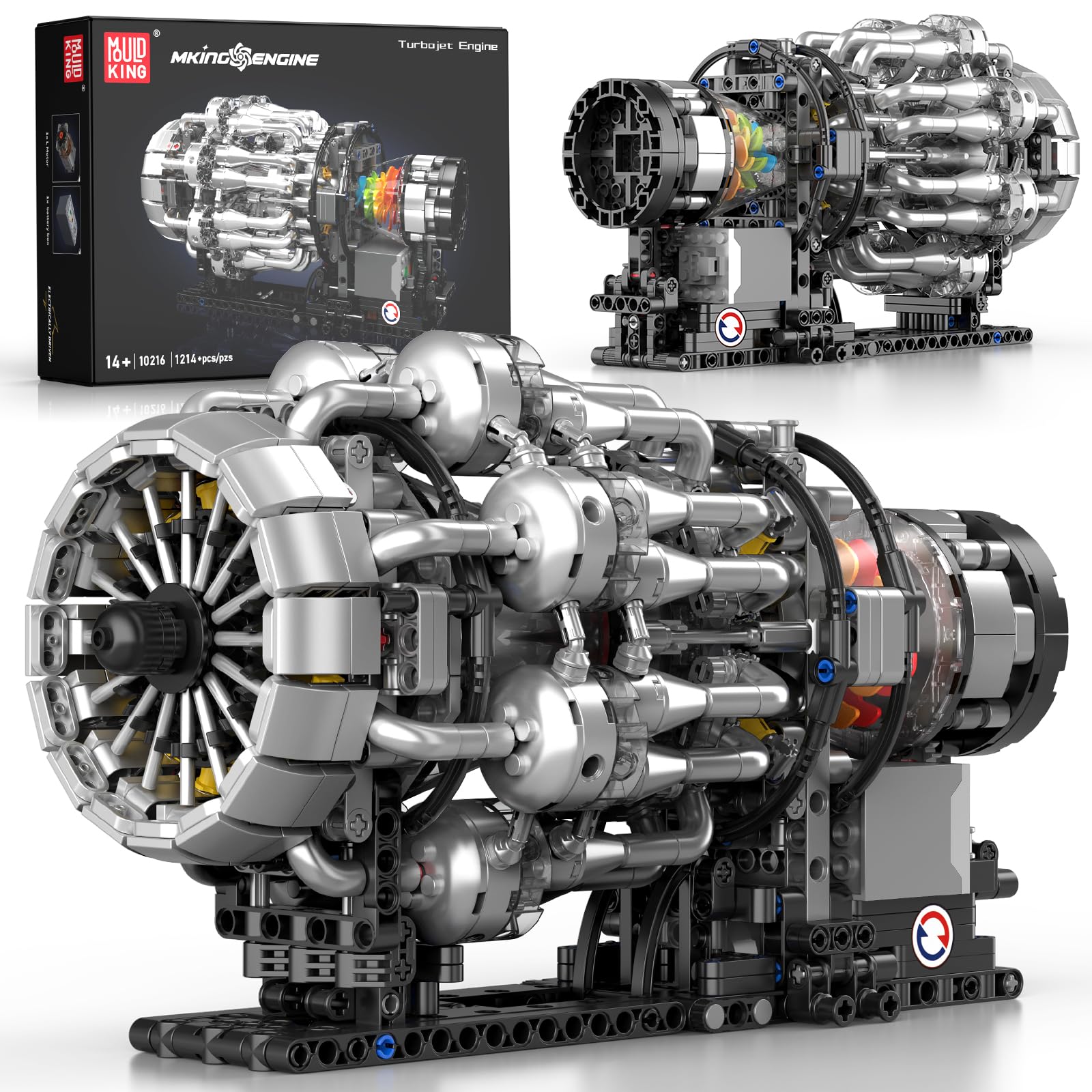 Mould King Flugzeug Motor Modell Bausatz, Klemmbausteine City Aviation Modell mit Motor, Ideal für Sammler & STEM Projekte(1214 Teile)