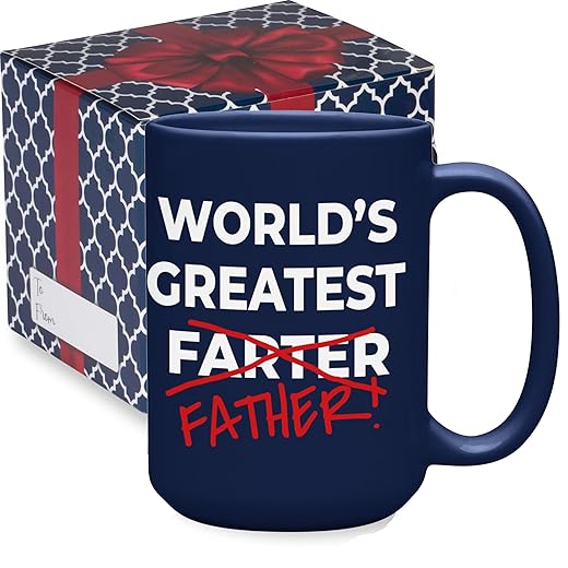 World's Greatest Farter Funny Fathers Day Coffee Mug | Best Farter Ever Coffee Cup - Funny Fathers Day Mugs from Son Daughter Kids | Cool Christmas Presents Fun Birthday Gag Gifts (WGF Blue)
