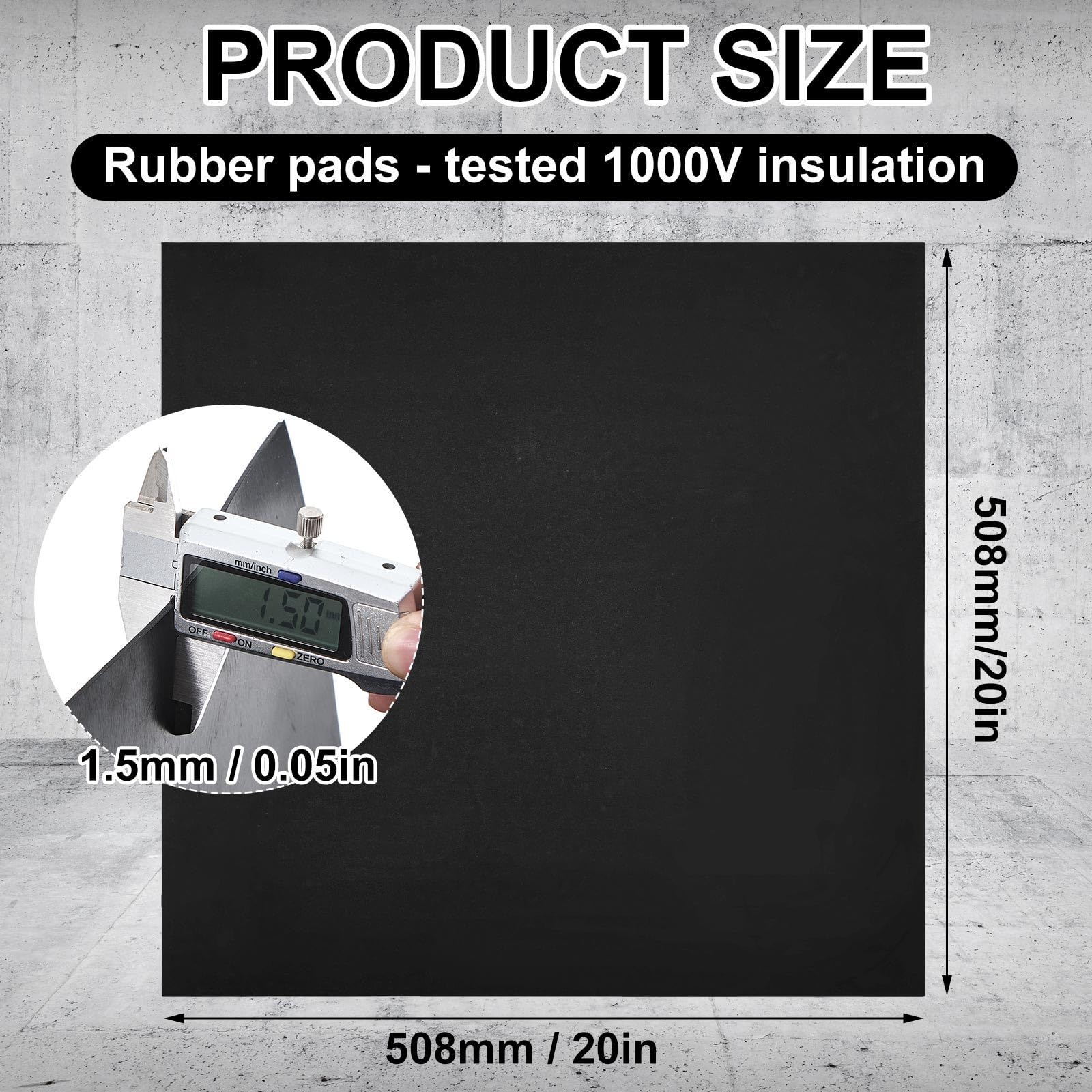 2 alfombrillas de goma de 20 x 20 pulgadas, aislamiento de 1000 V, alfombrilla de goma de seguridad eléctrica de alto voltaje, color negro, adecuada para cualquier área que necesites