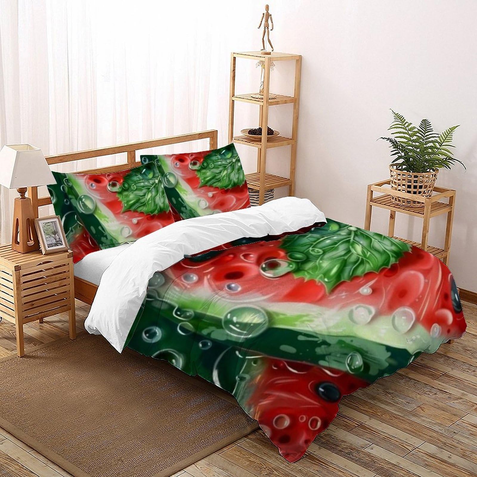 Housse de couette fruits 200x200 anti-plis en microfibre douce avec 2 taies d'oreiller enfants