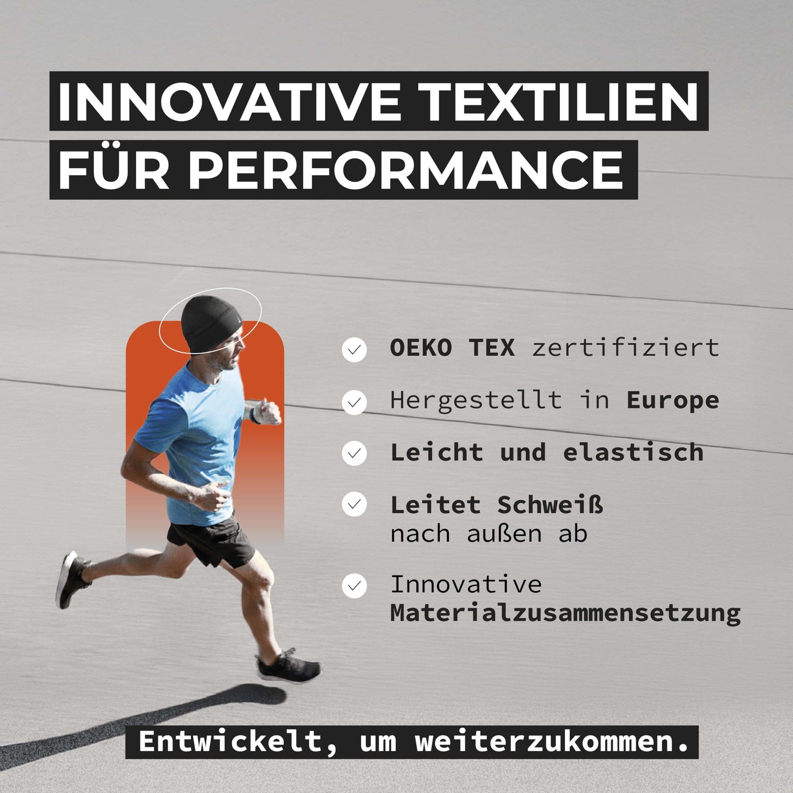 French Fitness Revolution - Schweißabweisende, Atmungsaktive Laufmütze, Helmfutter - Optimale Feuchtigkeitsableitung - Ideal zum Tragen unter einem Helm