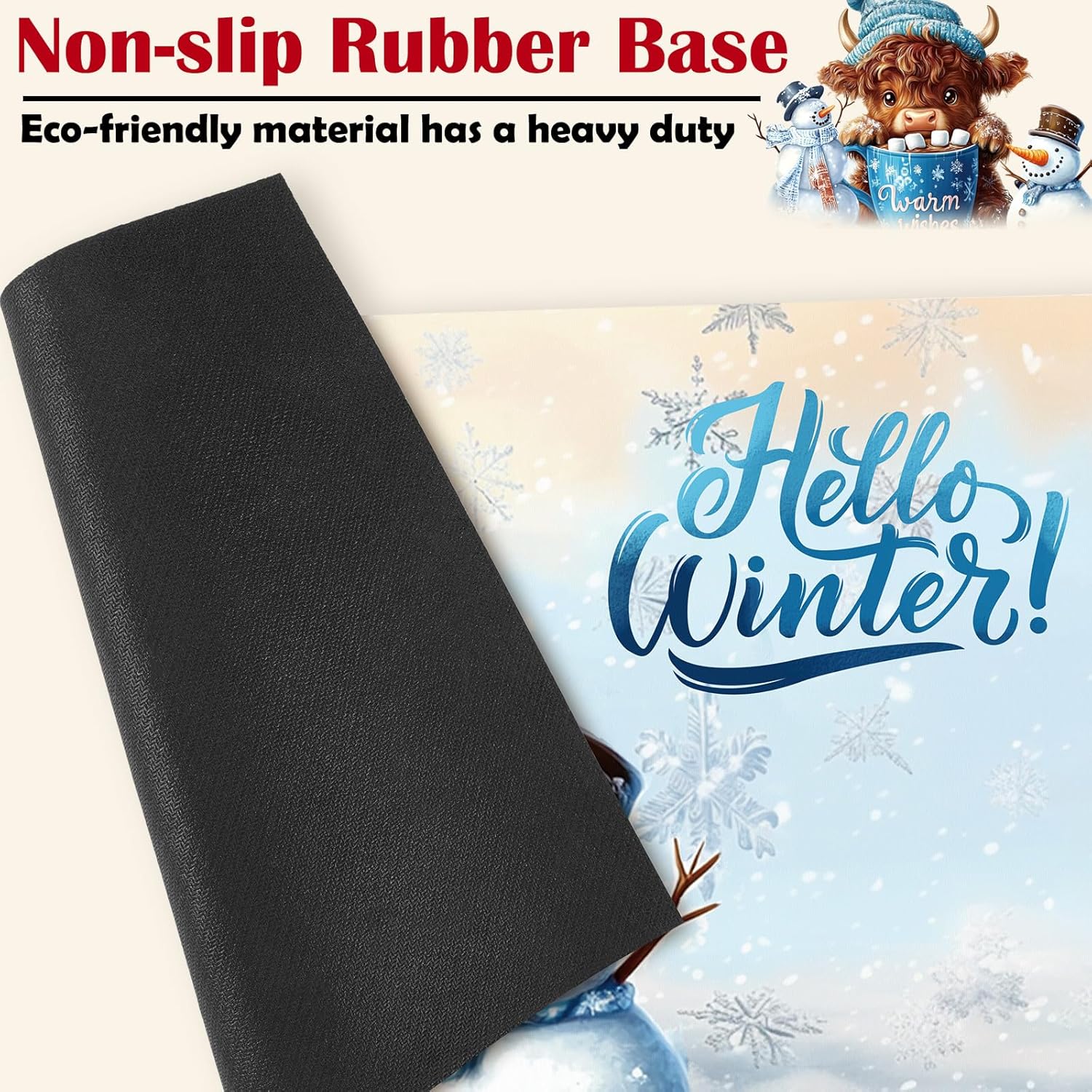 Nuanchu Seasonal Door Mat Interchangeable Doormat Inserts Entrance Welcome Mats 22 x 10 Inches Non Slip Mats Gifts for Front Door 4th of July Summer Decoration (No Frame)(Cow)