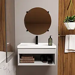 Gabinete Armario para Banheiro 100% MDF com Cuba - Livorno Lineo 60cm