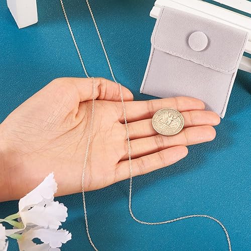 Miniatura 7 de Pandahall - Cadenas de plata de ley 925 de 3.3 ft, cadena de eslabones ovalados de plata sin soldar, para fabricación permanente de joyas con ropa