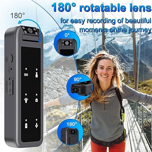 Miniatura 3 de Mini cámara corporal de 64 GB, videocámara de grabación de video de 1080P Wearable Patrol con visión nocturna IR, batería de 5 horas y lente