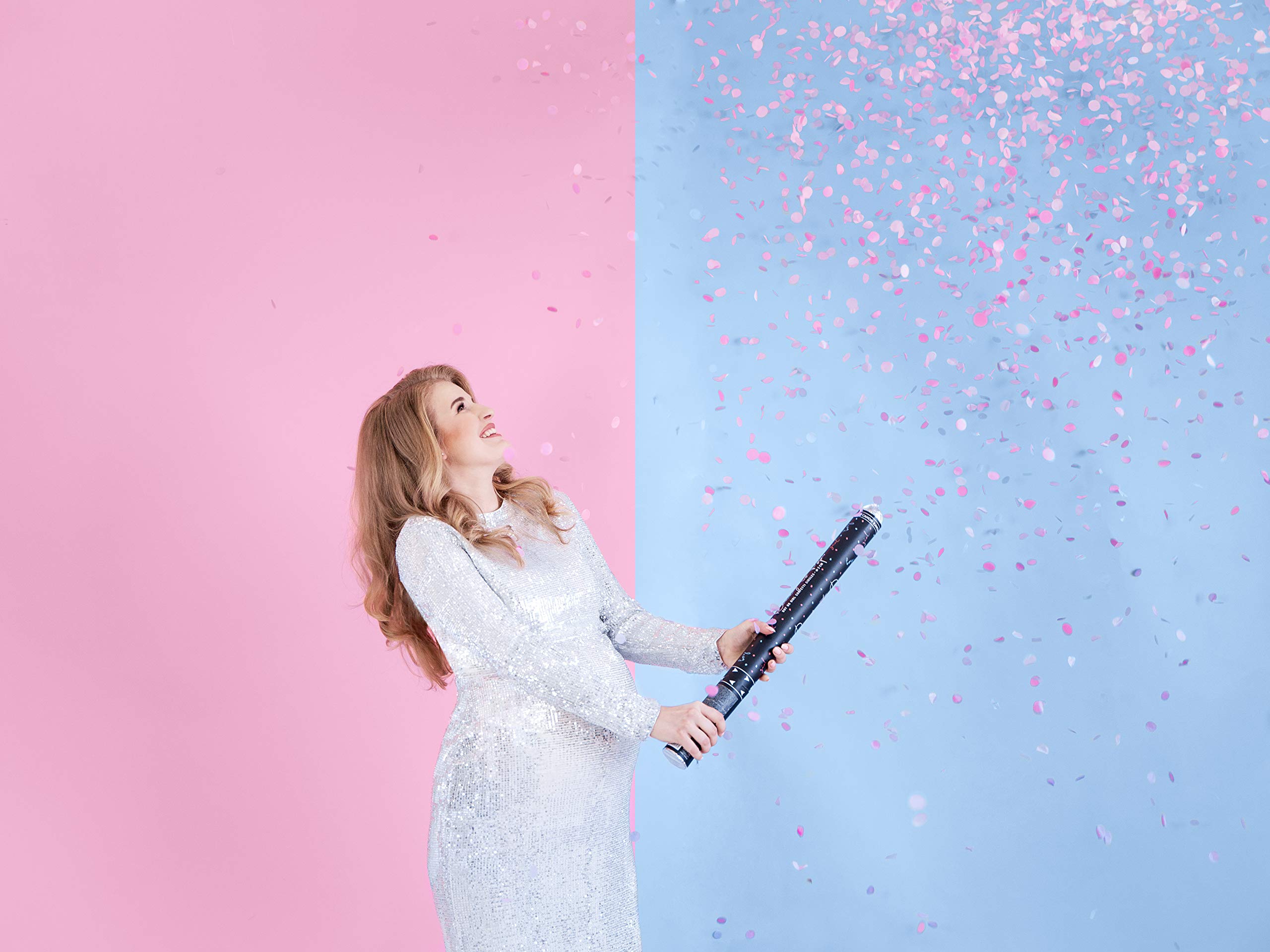 Gender Reveal Confetti Cannon Boy or Girl, with Blue or Pink Confetti