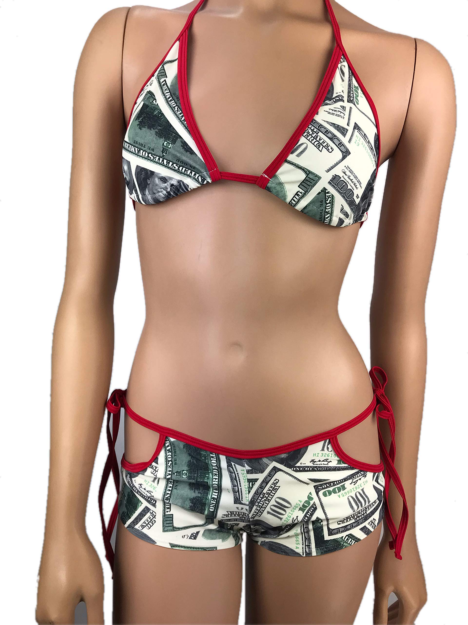 Buy Exotic Dancewear Triangle Bikini Top Boyshorts Tie Side Scrunch Butt Bottom Rave Outfits