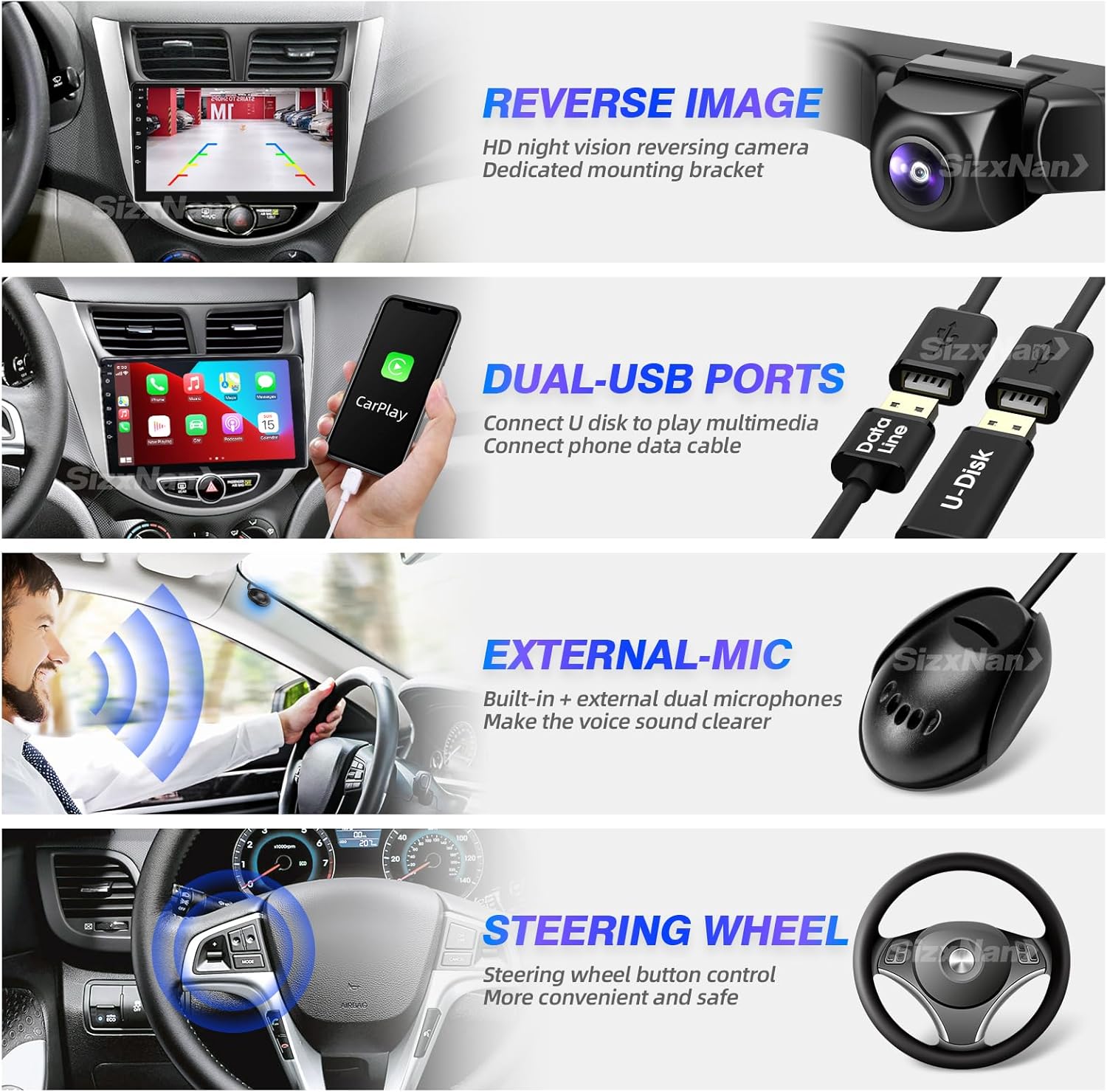 Android Touch Screen Compatible with Carplay Android Auto,Car Radio Stereo Bluetooth Navigation Multimedia Player GPS WiFi AM/FM Backup Camera Head Unit for Verna Accent Solaris 2010-2016