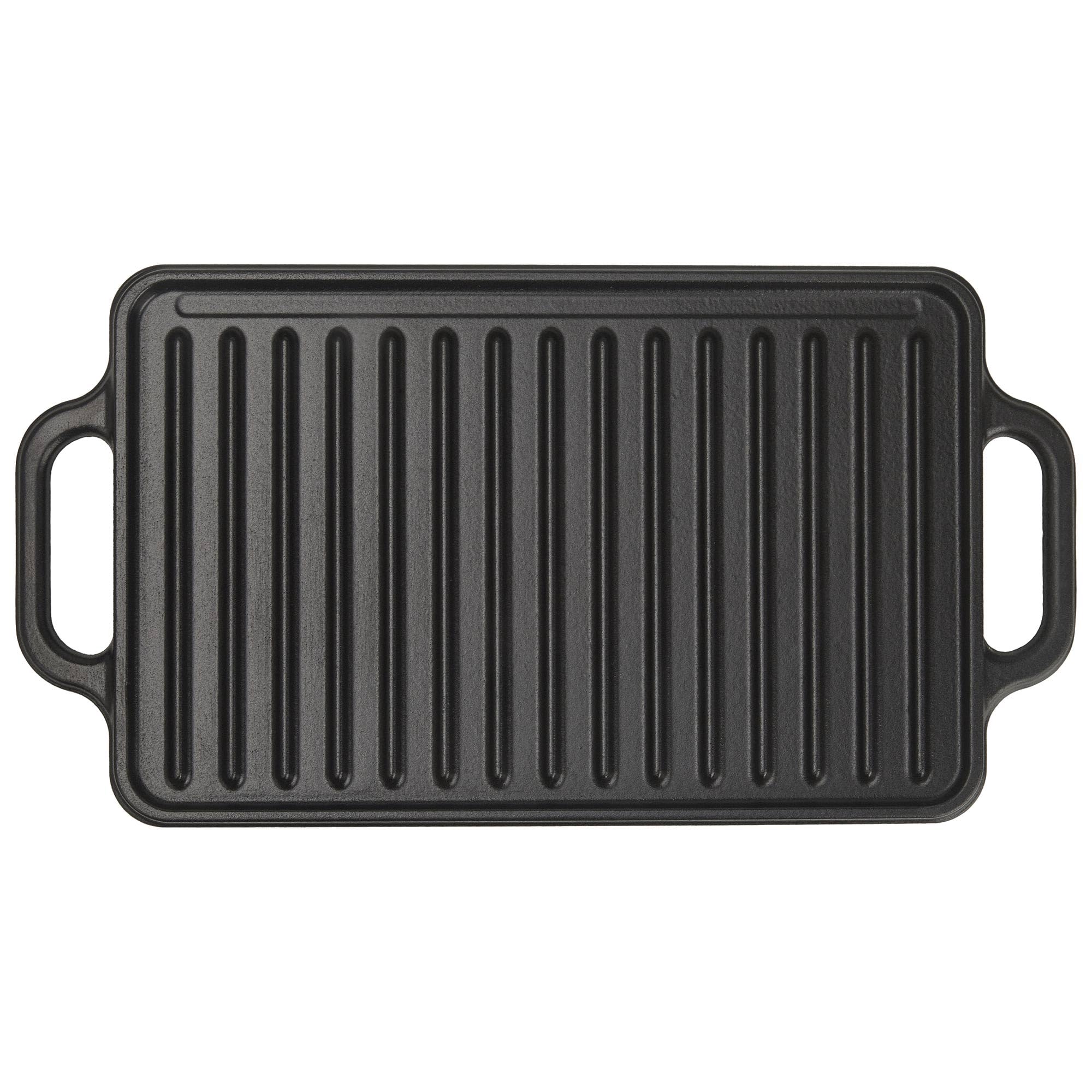 VICTORIA Plancha Cocina Hierro Fundido Esmaltado Parrilla Doble Reversible 33 X 21cm para Fuego, Barbacoa, Horno, Vitrocerámica, Gas, Libre de Tóxicos sin PTFE