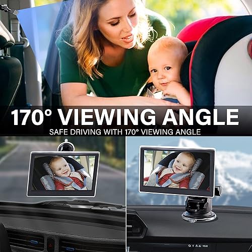 Miniatura 2 de Cámara de coche de bebé HD 5 pulgadas Monitores espejo de coche infantil orientación trasera visión completa clara visión nocturna