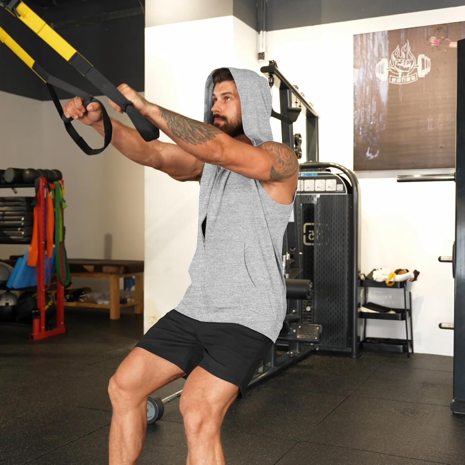 Men's Workout Hooded Tank Tops Zip Up Sleeveless Gym Shirts Bodybuilding Hoodies Muscle Cut Off T Shirt - Image 5