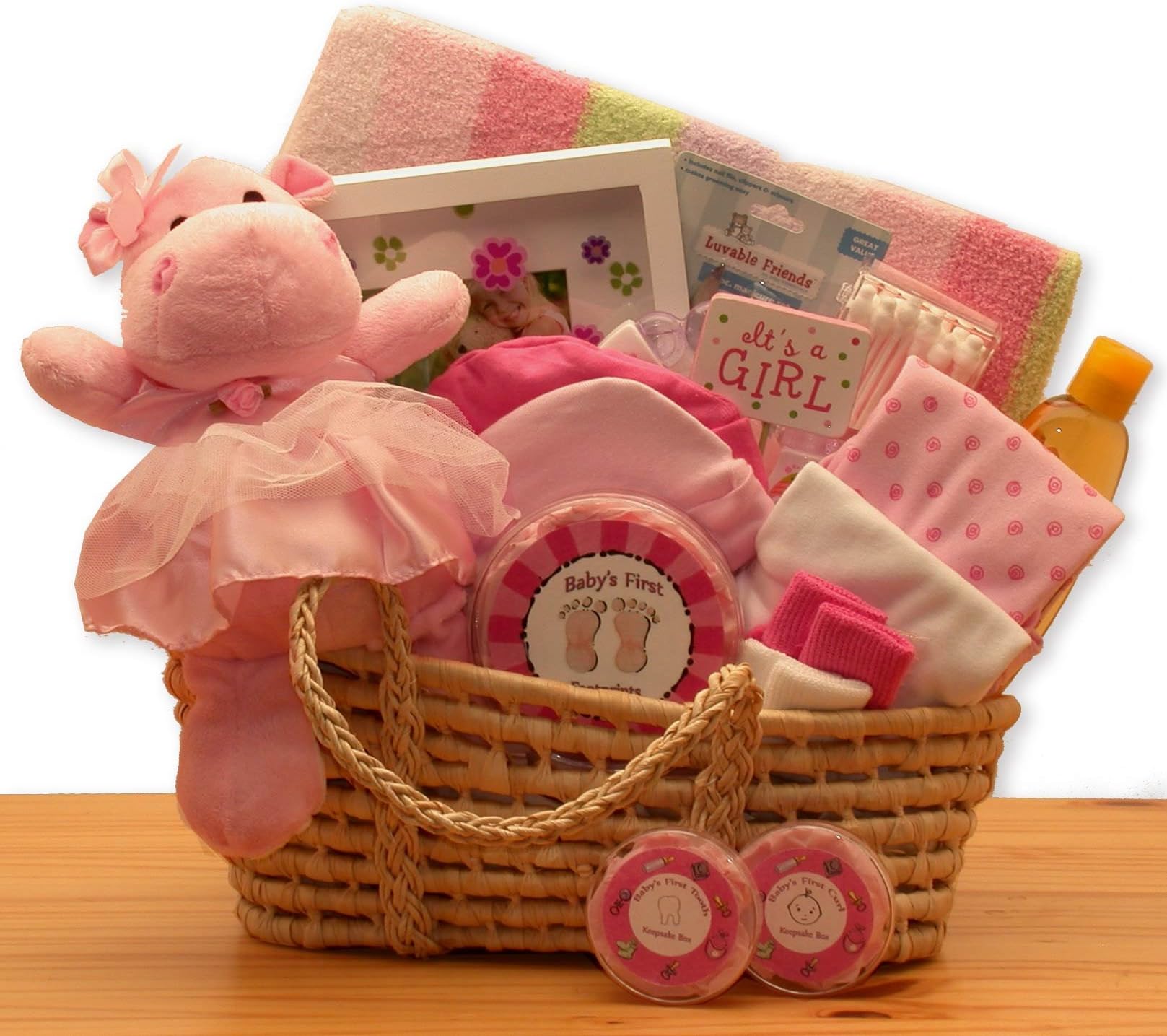 Precious Baby Pink New Baby Gift Basket
