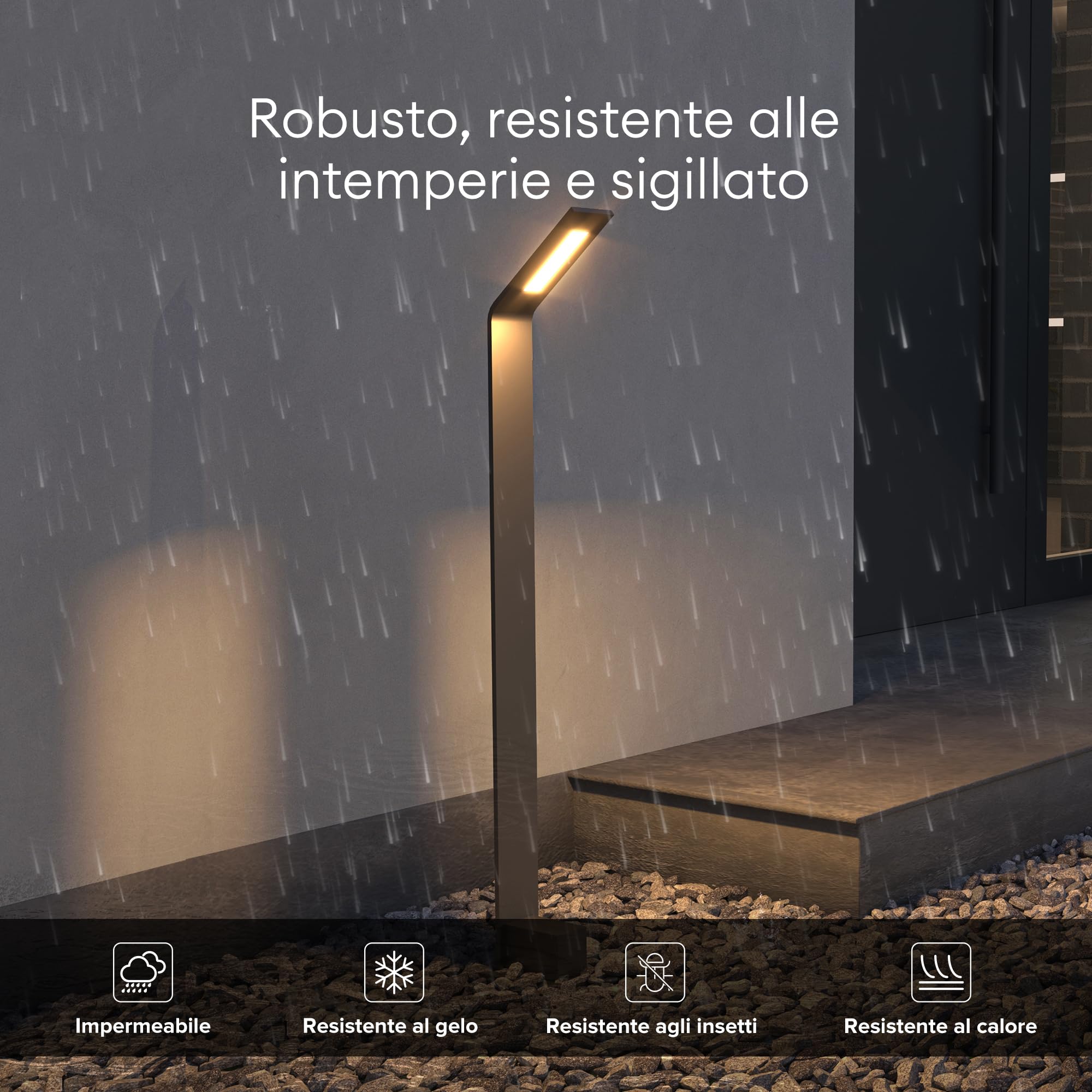doporro Lampione da Giardino 80 cm IP65 con LED 6W 3000K – Paletto Luminoso da Esterno in Alluminio Grigio Scuro per Sentieri, Vialetti, Terrazze e Cortili, Design Moderno | Lampada da giardino per esterni, 3000 K, luce bianca calda, 128 x 98 x 808 mm, gr