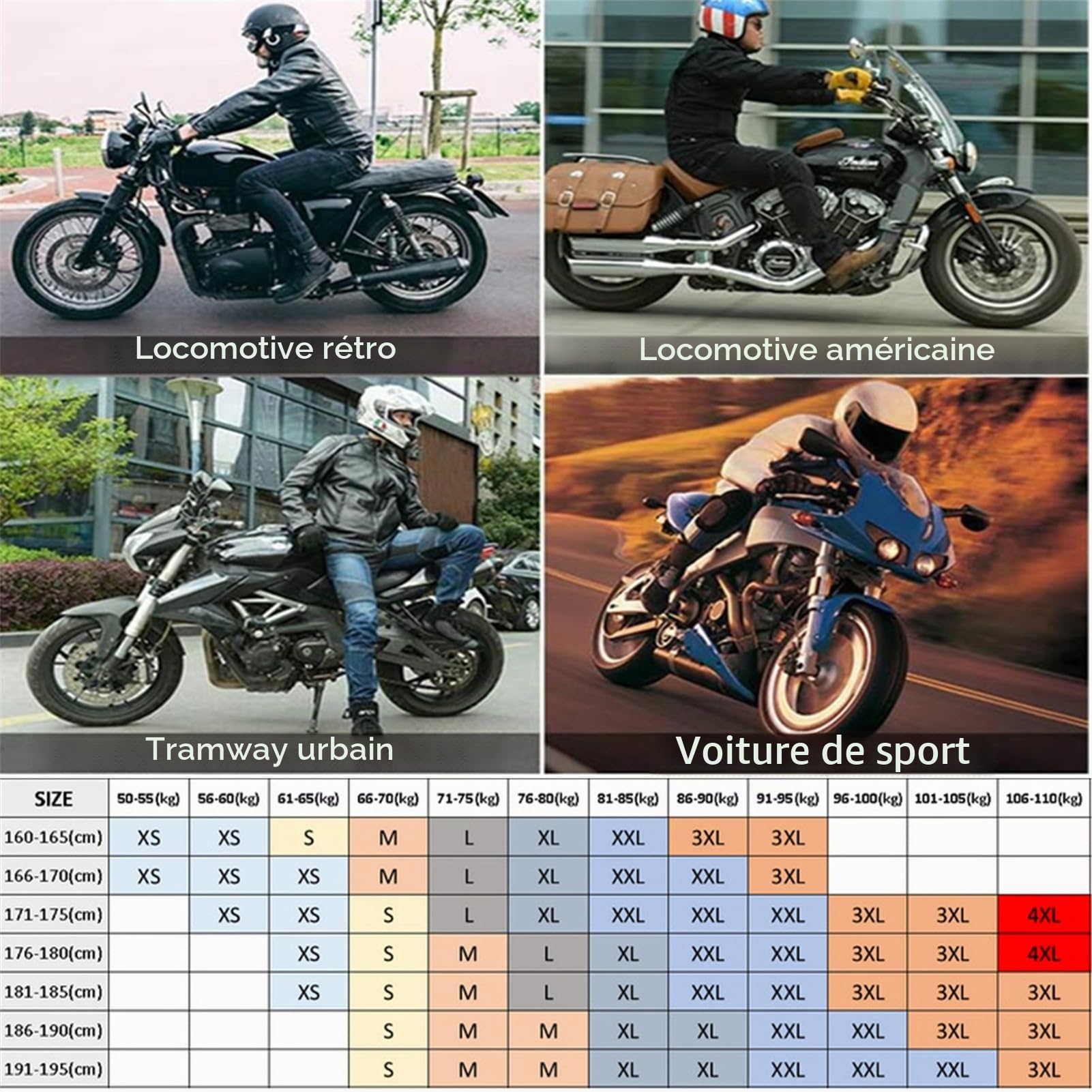 Pantalon de Moto Pantalon de Protection Homme Pantalon/Femme de Moto avec 2 Paires de Protections au Niveau des Hanches et des Genoux Coussinets Amovibles (Noir,XXL)