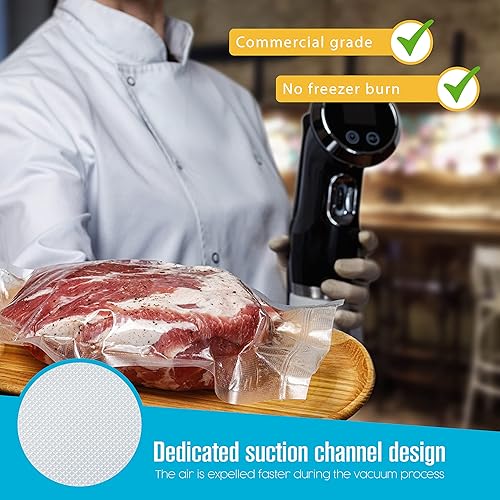 Miniatura 3 de Houseables Bolsas selladoras al vacío rollos de ahorro de alimentos bolsa de sellado Sous Vide 11 pulgadas x 50 pies paquete de 2 resistente rollo