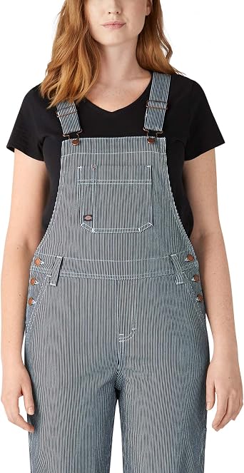 Dickies Womens Hickory Stripe Boyfriend Bib Overall