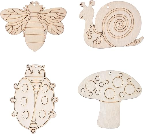 Miniatura 7 de 48 recortes de insectos de madera sin terminar con agujero para eslinga, pintura en blanco de madera de mariposa, manualidades para niños, pintura