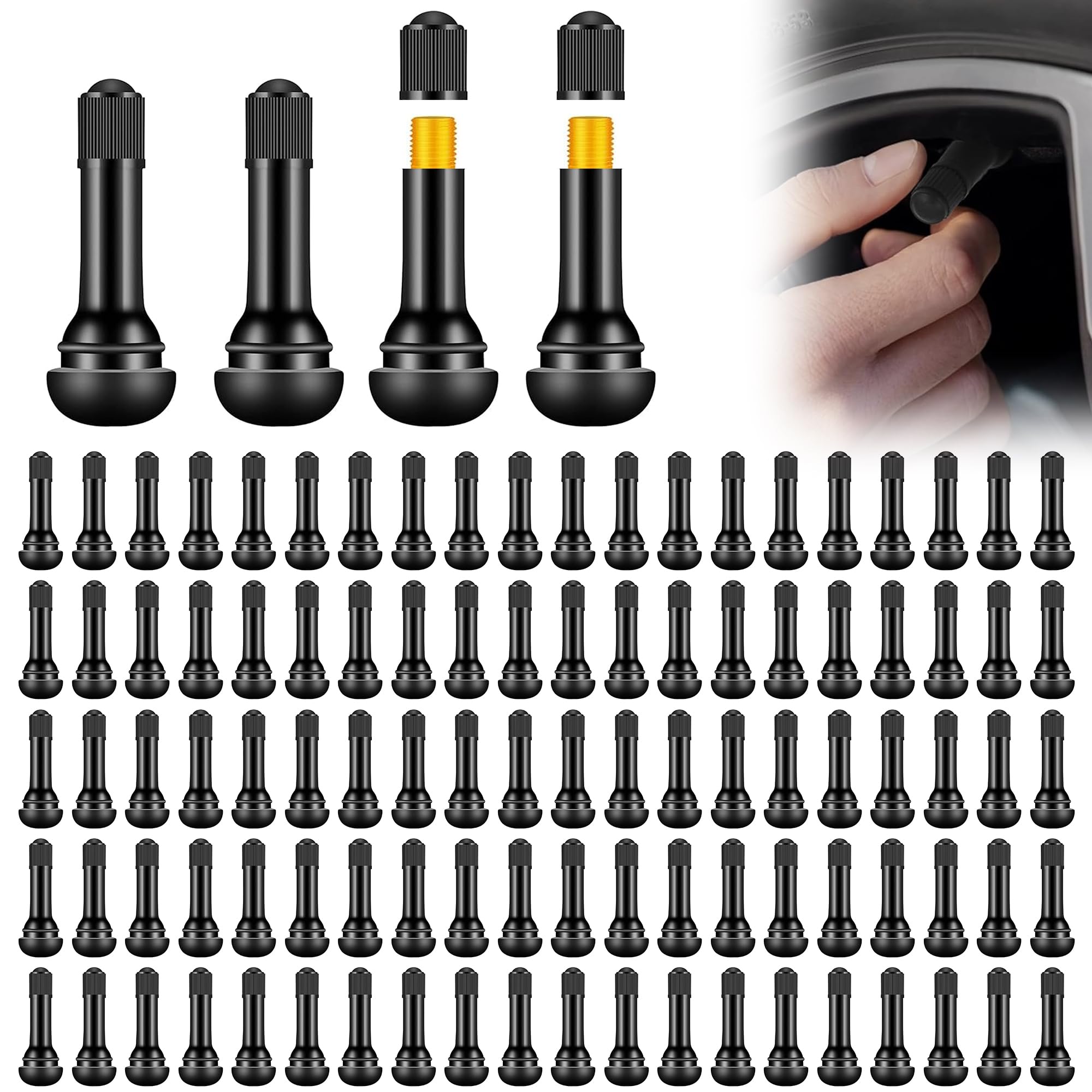 100 pièces TR413 Valve de pneu en caoutchouc : Valve de pneu universelle Snap-in pour la plupart des voitures et motos, 45 mm