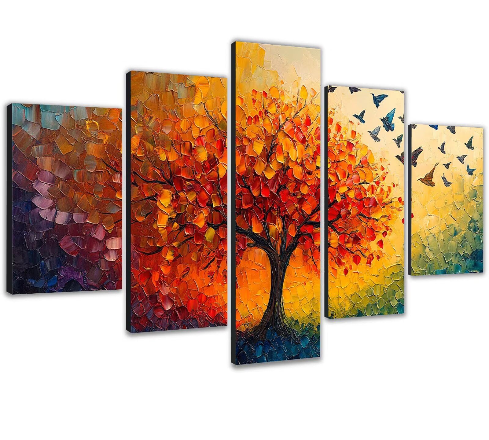 Diamond Painting Erwachsene Groß XXL 138x275cm 5 Teilig 5D Diamond Painting Baum Malen Nach Zahlen Erwachsene Bastelset Dimond Paintings Bilder Bastel Sets, Bausätze für Diamantmalerei Vogel 0b-1392