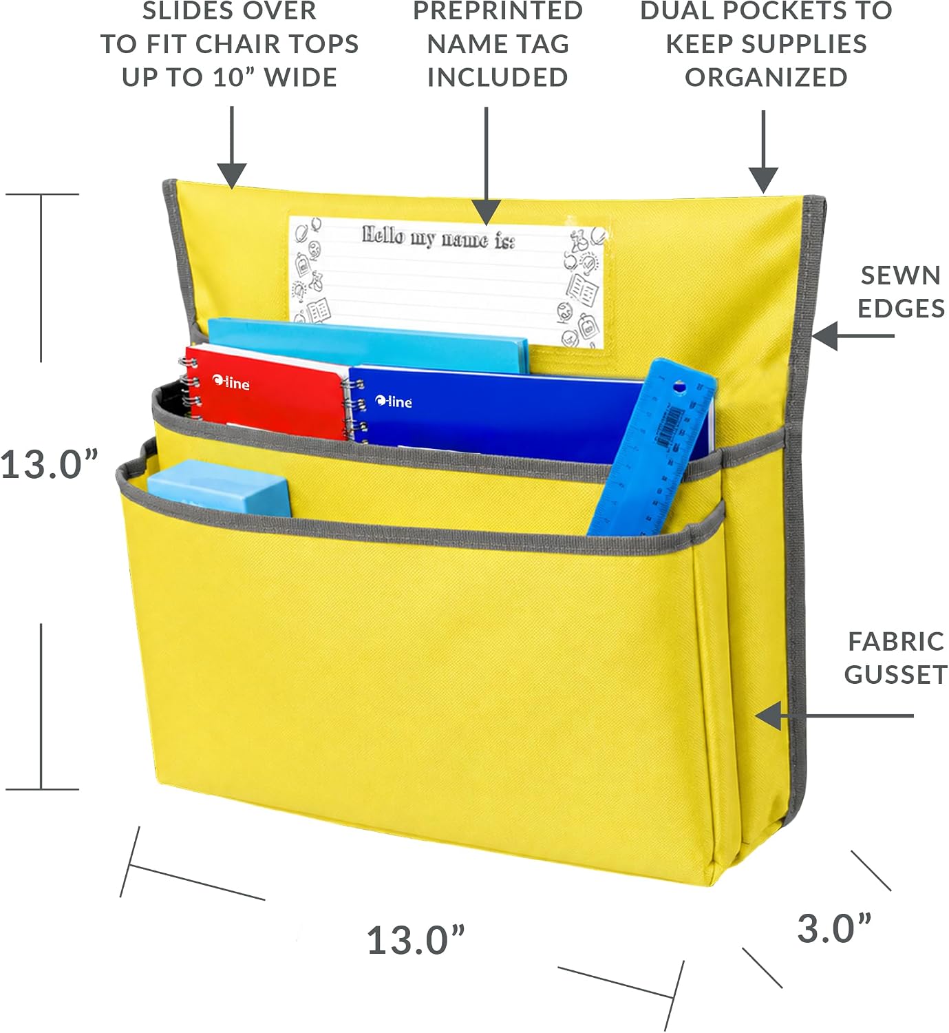 C-Line Small Chair Cubbie, 12", Sunny Yellow, 1/EA (10412)