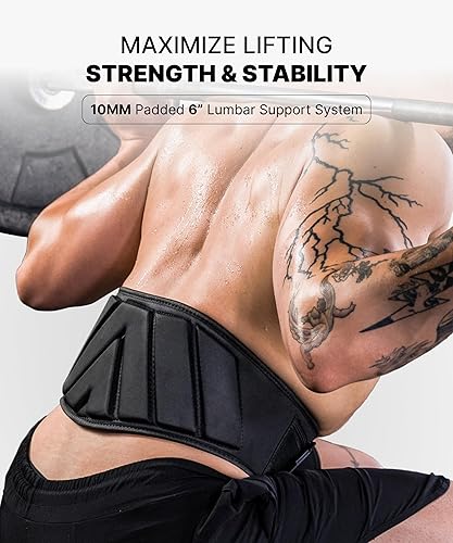 Miniatura 3 de DMoose Fitness Cinturón de levantamiento de pesas, cómodo soporte lumbar y de espalda, cinturón de peso con bloqueo automático para mantener el