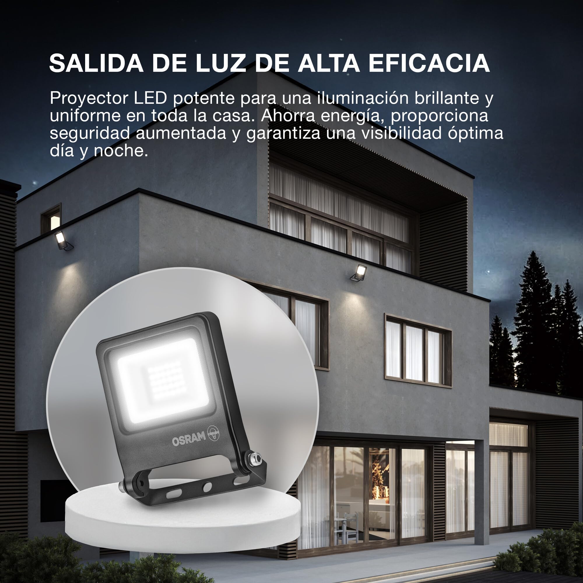 OSRAM Proyector LED ENDURA FLOOD PC de 10 W, blanco frío de 4000 K, 1000 lúmenes, IP65, resistente a la intemperie, aluminio reciclado, pivotante 180°, gris oscuro,2-Pack