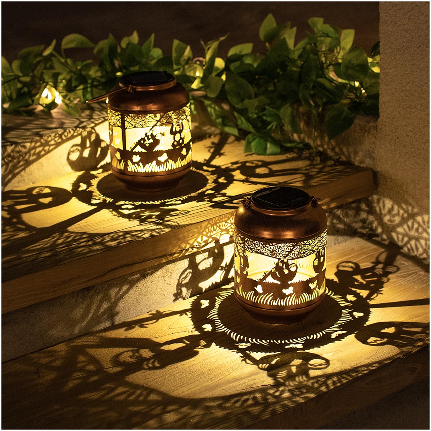 Faultier-Solarlaternen, wasserdicht, hängende Solarleuchten, Faultier-Geschenke für Damen und Herren, Metall, LED, dekoratives Licht für Hof, Terrasse, Rasen, Tisch, Weg, Landschaft, Gartendekoration