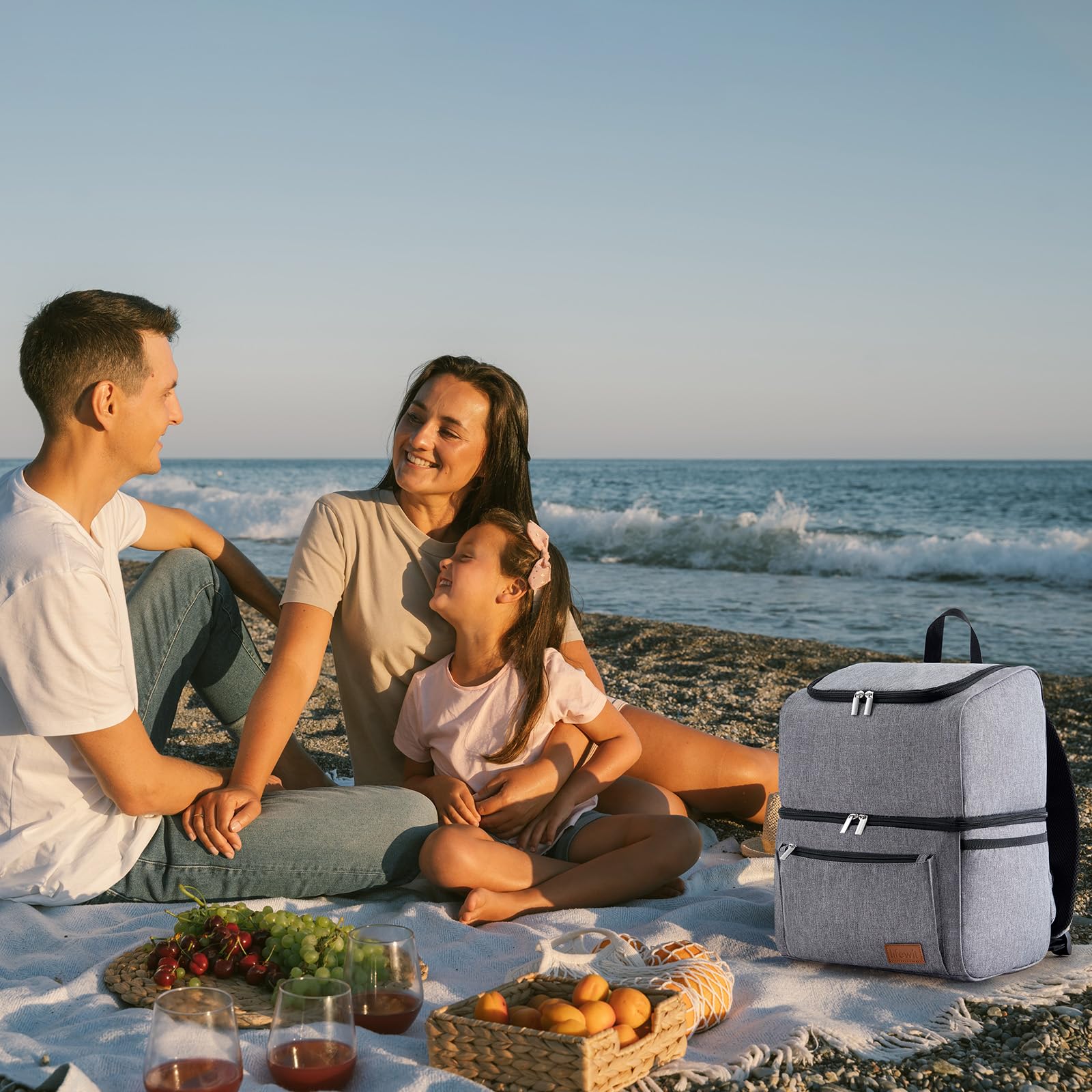 Lifewit 21L 30 Dosen isolierter Kühltasche, Thermo Lunchtasche, Kühlrucksack, auslaufsichere Doppeldecker-Kühltasche für Männer, Frauen, Mütter für Lunch, Picknick, Einkaufen, Reisen, Grau