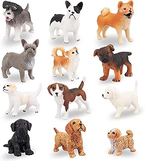 TOYMANY 12PCS Mini Dog Figurines Toy Set, Realistic Detailed Plastic Puppy Figures Playset, Hand Painted Dogs Animals Toy,...