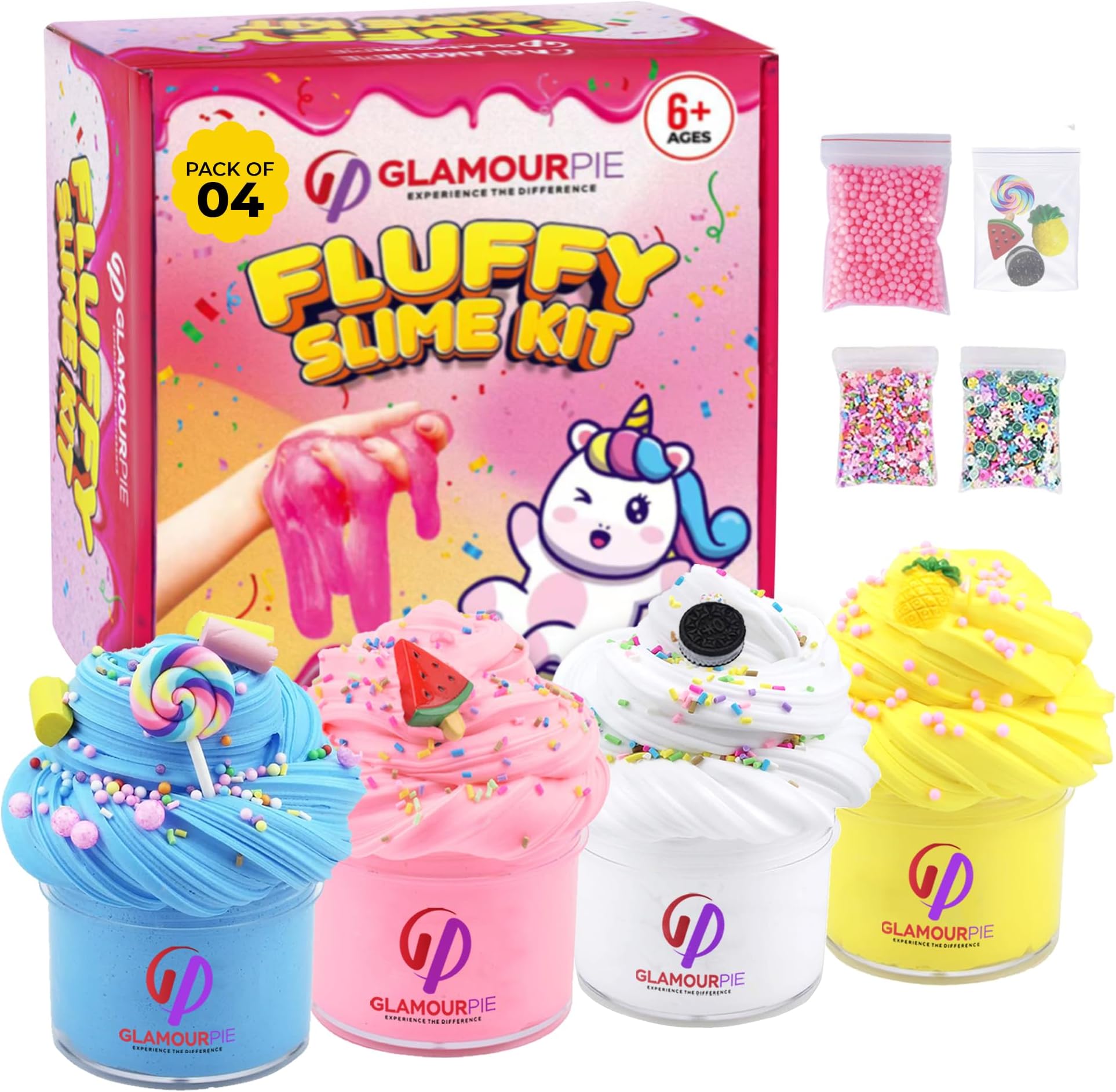 400ML Butter Slime Kit for Kids – Scented & Non-Sticky Cloud Slime with Charms – Soft, Glossy, and Stretchy DIY Toy for Girls & Boys – Fun Birthday Gift & Party Favor – 4 Pack 100ML Each