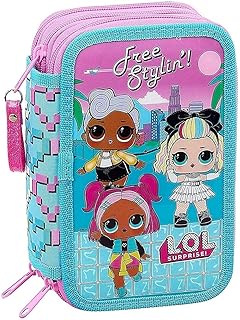 ASTUCCIO SCUOLA LOL SURPRISE 3 PIANI COMPLETO Free Stylin + omaggio portachiave con paillettes