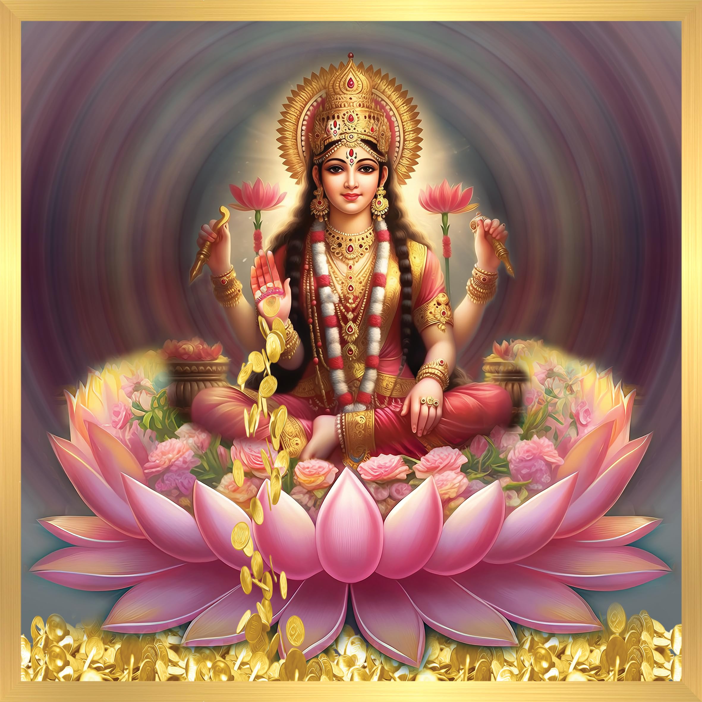 Anaadi Maa Laxmi Ji Photo Frame | Maa Laxmi Wall Painting for Home Office & Diwali Pooja (12 x 12 Inch) (B0CKQWCKYY) Amazon Price History, Amazon Price Tracker