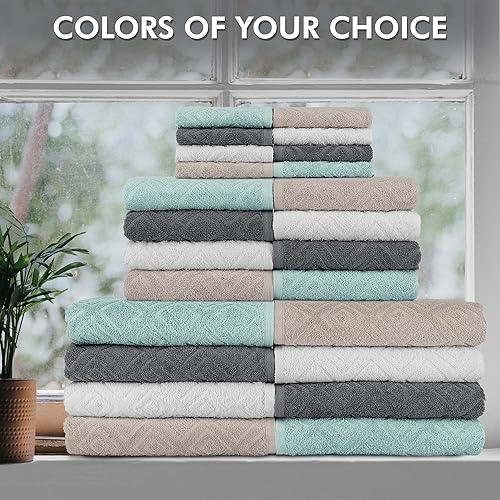 Miniatura 7 de Nine West - Juego de toallas de lujo de 6 piezas, fabricadas con 100% algodón turco, altamente absorbentes y cómodas, incluye 2 toallas de baño, 2