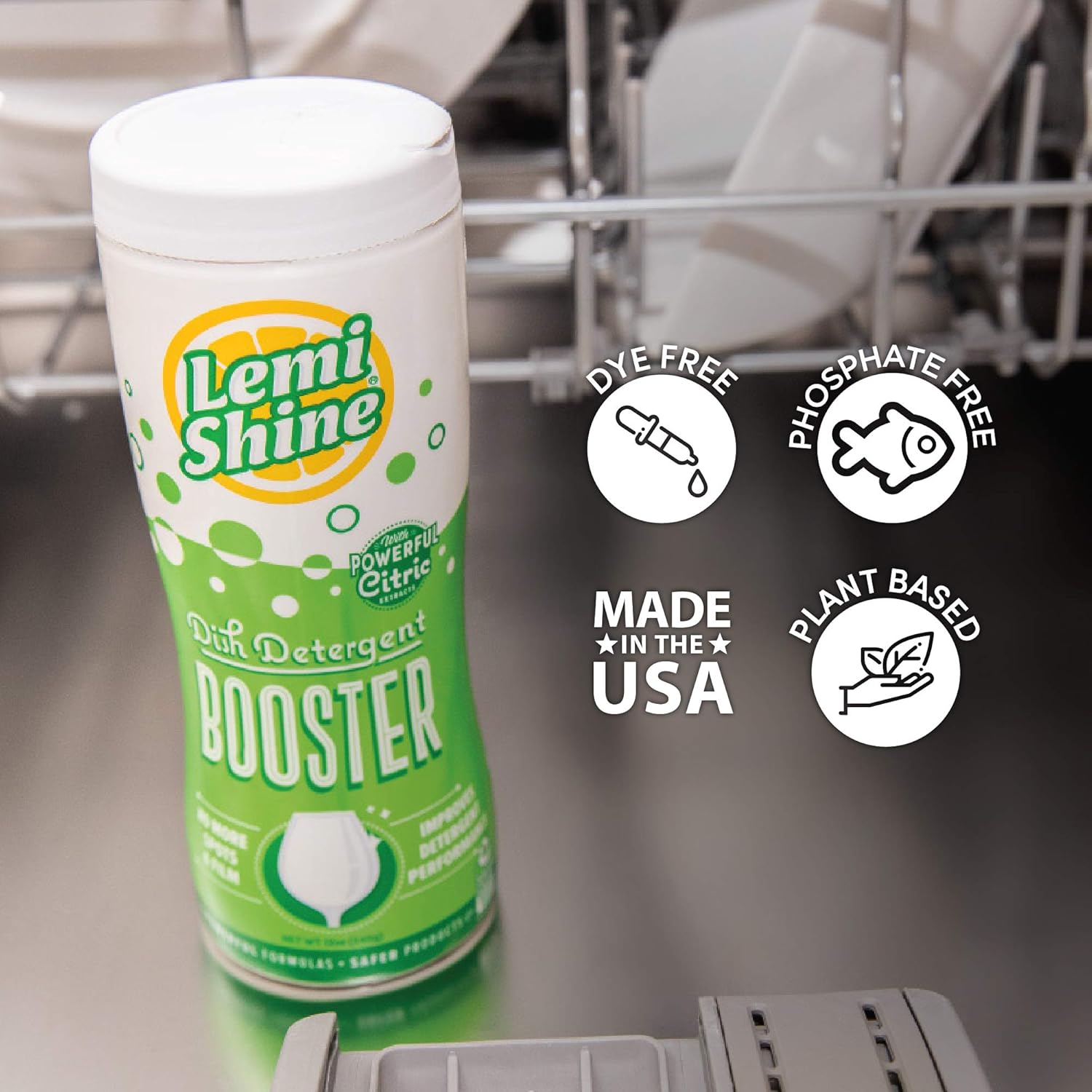Lemi Shine Dish Detergent Booster, Hard Water Stain Remover, Multi-Use Citric Acid Cleaner (12 oz Container, 3 Pack Bundle)