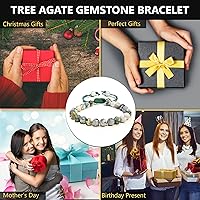 Vista 180 de Adjustable Crystal Bracelet – Gemstone Bead Bracelet with Adjustable Macrame String – Chic Gemstone Bracelet for Men and Women – 8mm Round Healing