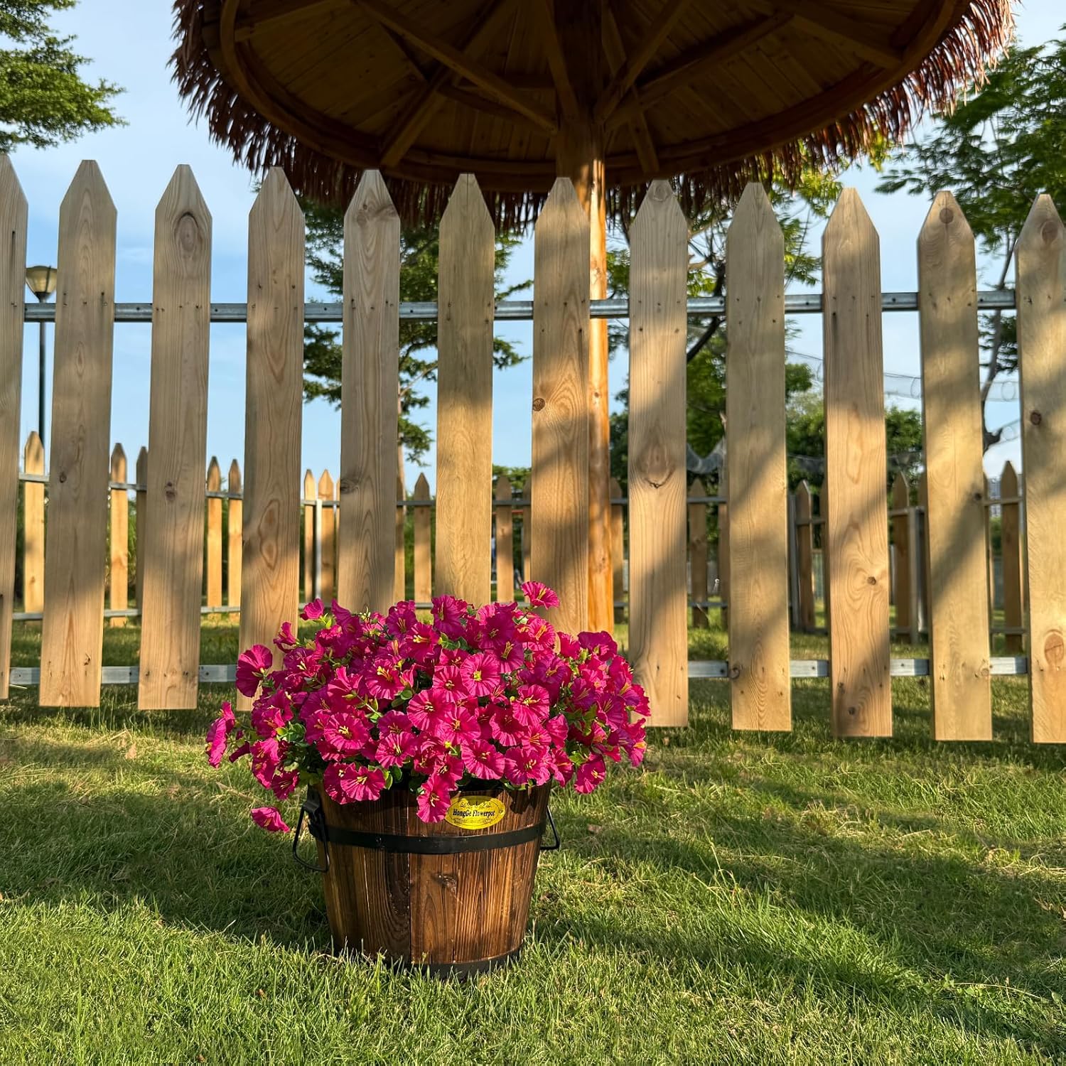 10 Bundles Artificial Flowers for Outdoor,UV Resistant Fake Petunia Flowers,Faux Plants for Outside Hanging Planters,Artificial Plants for Indoor Porch Garden Home Wedding Decor(Fuchsia) - Image 6