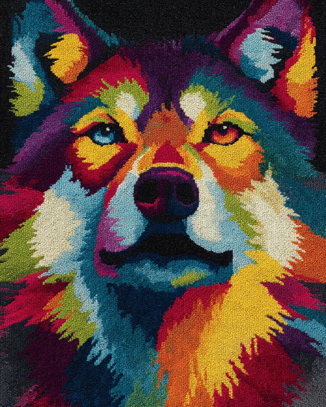 AMBATTERY Latch Hook Tapestry Kit Cartoon Wolf 85x115cm