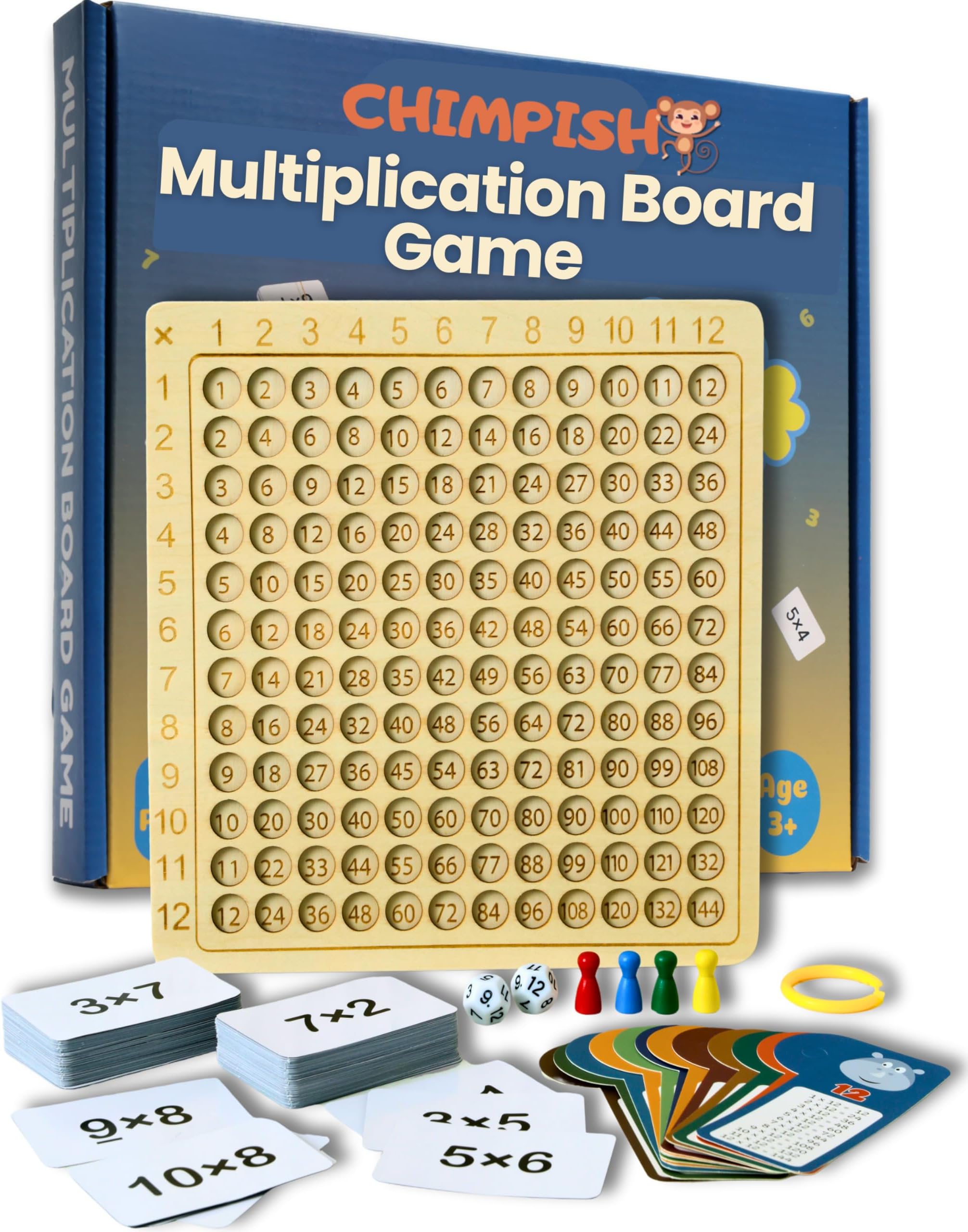 Multiplication Games, 12x12 Wooden Montessori Multiplication Board Game, Larger Size Times Table, Montessori Math Learning Materials, Educational Toy for Toddlers, Preschool Gifts for Kids