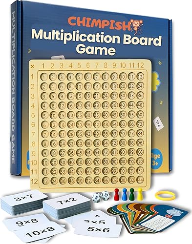 Juegos de multiplicación, juego de mesa de multiplicación Montessori de madera de 12 x 12, mesa de tiempos de tamaño más grande, materiales de