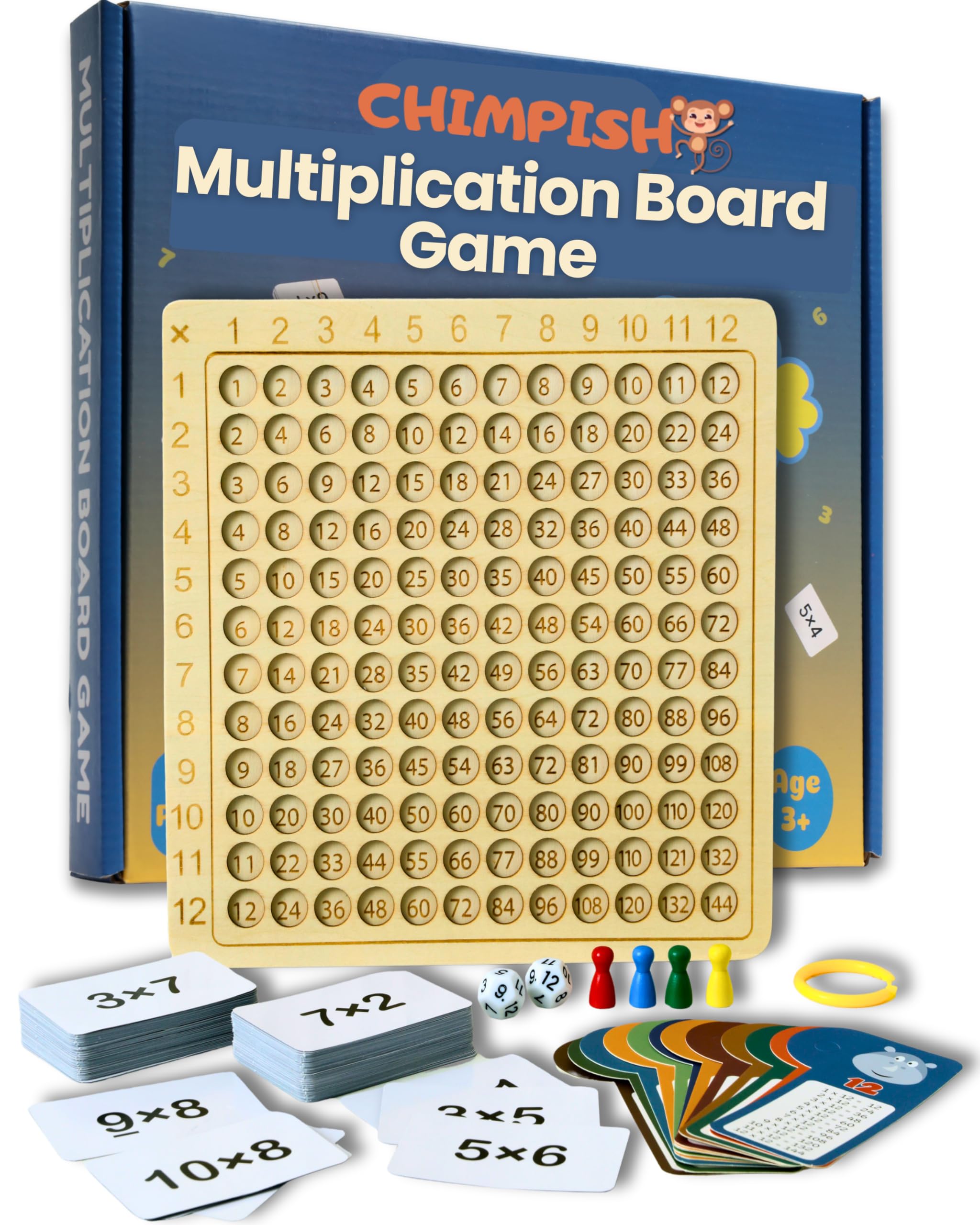 Multiplication Games, 12x12 Wooden Montessori Multiplication Board Game, Larger Size Times Table, Montessori Math Learning Materials, Educational Toy for Toddlers, Preschool Gifts for Kids
