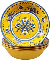 Vista 9 de Le Cadeaux Juego de 4 cuencos de melamina para cereales de 7.5 pulgadas, color azul marroquí